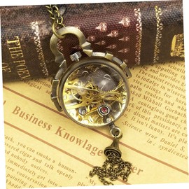 Gatuida Mechanical Pocket Watch Necklace Vintage Design Hollow Ball Glass Decorative Alloy Chain Watch for Women Men