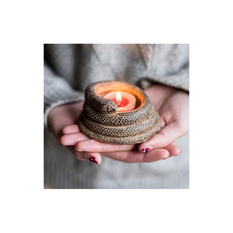 123Arts Resin Candlestick Relief Coiled Snake Candle Holder Ornament