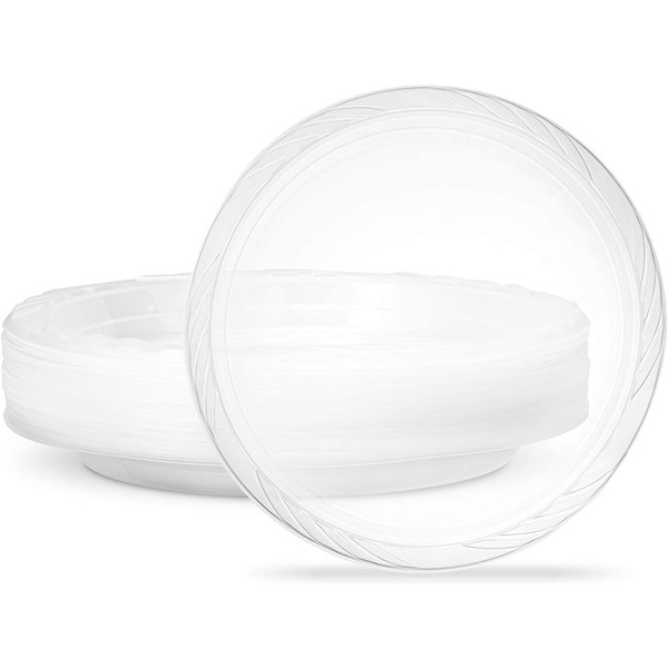 Plasticpro 9'' inch Premium Crystal Clear Disposable Plastic Dinnerware Party Plate Pack of 40