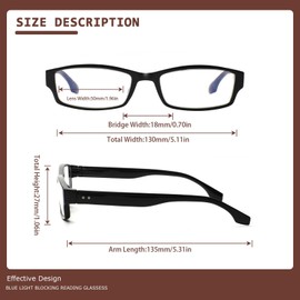 JOSCHOO 6 Pack Computer Reading Glasses for Women and Men with Comfortable Spring Hinges for Men and Womens Readers (6 Black, 2.25)