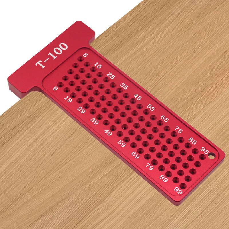 Hole Positioning Ruler Aluminum Alloy 100mm Metric Scale T Ruler