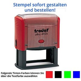 Trodat Printy 4926 Stamp (75 x 38 mm) for 11 Lines in Various Colours Design Online (Red)