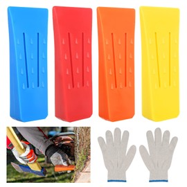xnnmzhao Plastic Felling Wedge, Set of 4 Forestry Wedges, Tree Wedges, ABS Impact-Resistant, Chainsaw Felling Wedge Set, Matching Gloves, Tree Felling Wedge for Chainsaws, Felling Wedge Set