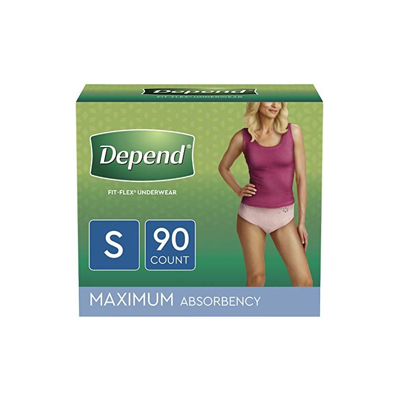 Depend FIT-FLEX Incontinence Underwear for Women, Disposable, Maximum Absorbency, S,