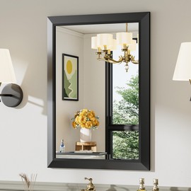 Briivue 22"x30" Black Bathroom Mirror, Anti-Rust Black Metal Framed Bathroom Mirrors for Over Sink, Wall-Mounted Rectangler Mirrors for Bathroom Vanity, Farmhouse, Bedroom, Living Room, Entryway Decor