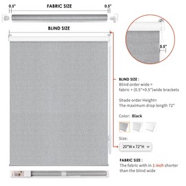 HOMEBOX 100% Blackout Roller Shade, Striped Jacquard Window Blinds Textured Fabric Roller Blinds, Pull Down Shades for Indoor UV Protection, Easy to Install 20" W x72 H Black