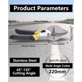 HOHXEN 45°-135° Angle Mitre Shear Cutter Multifunctional Scissors Quarter Round Cutting Tool for Cutting PVC PPR PE Pipe Including 2 Spare Blades and Small Wrench