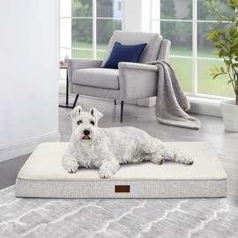 Deconovo Orthopedic Dog Bed with Anti-Slip Mat Design Removable Washable Cover Foam Pet Bed Mat, Pet Sleeping Mattress for Large, Medium, Small Dogs, 30x20x3 Inch, White