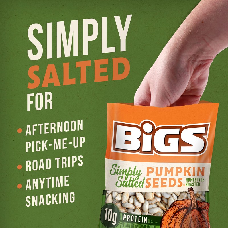 BIGS Pumpkin Seeds, Simply Salted Homestyle Flavor, 5 oz. (Pack