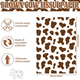 Bolsome 100 Sheets 20 x 14 Inch Brown Cow Print Tissue Paper Highland Cow Print Tissue Paper for for Gift Wrapping, Birthday, Baby Shower, Cow Theme Party DIY Craft