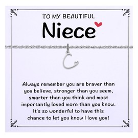 Initial C Necklace for Niece - Custom Name Jewelry Gift from Aunt, Uncle or Auntie - Birthday, Christmas, Graduation - Silver