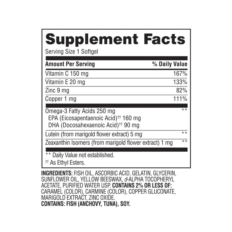 Equate Vision Formula 50+ Dietary Supplement, 50 Softgels