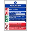V Safety General Fire Action 6 Message Sign - Portrait