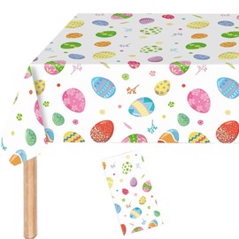 Easter Tablecloth, 137 x 274 cm, Easter Colourful Eggs Tablecloth, Rectangle Party Tablecloths, Waterproof Disposable Tablecloth, for Easter Party Accessories, Table Decoration