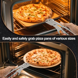 QWQKEFEUN Hot Plate Gripper - Ergonomic aluminum alloy Frying Pan Gripper with Anti-slip Handle | Includes Thermal Protection and Wear Resistant Gloves