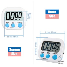 Digital Kitchen Timer Magnetic Backing Stand, Timers for Baking, Kitchen, Study, Exercise Training, Count up&Count down Clock Loud Alarm(WHITE)