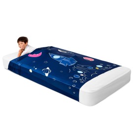 FRIENDLY CUDDLE Sensory Compression Sheet, Stretchy Fabric, Twin Size 39W x 75L inches, Machine Washable (Rocketship, Twin)