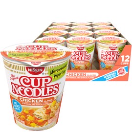 Nissin Cup Noodles Ramen Noodle Soup, Chicken, Microwaveable Paper Cup, 2.25 Ounce (Pack of 12)