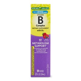 4 TOP CARE Vitamin B Complex Dietary Supplement with B12, Berry Flavor, 2 fl oz