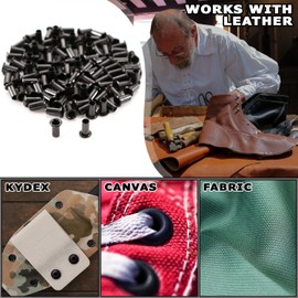 [100 Pack] HolsterSmith Black Coated Eyelets - (#6-12 Length) - (3/16 in. Diameter) - (USA Made) - Rivets for DIY Kydex Holsters, Leather Shoes, and Canvas Cloth