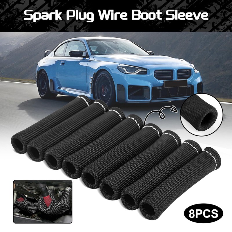 JUSTTOP 8PCS Spark Plug Wire Heat Shield Sleeve 2500°Spark Plug