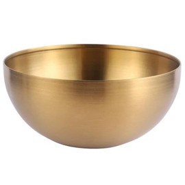 Giilayky Stainless Steel Salad Bowl Large Capacity Korean Soup Noodle Ramen Bowl Food Container Gold 15x7cm