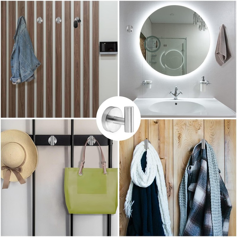 Ravinte Towel Hooks 2 Pack - Brushed Nickel Bathroom Wall