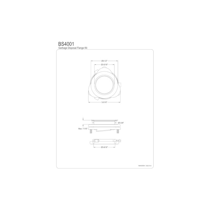 Kingston Brass BS4001 Made to Match Garbage Disposal Flange, Chrome