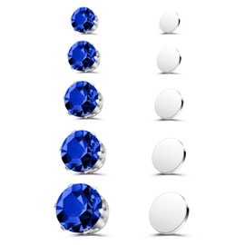 AoedeJ 3 Pairs Magnetic Earrings No Piercing Clip On Earrings Mens Earrings Studs Fake Earrings Boys Earrings Studs for Kids (Style 3/Blue)