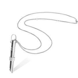 TamBee Stress Relief Mindful Necklace, Mindful Anapana Breathing Necklace Stress Anxiety Whistle Necklace for Anxiety Relief Necklace Breathing Exercises (Silver)