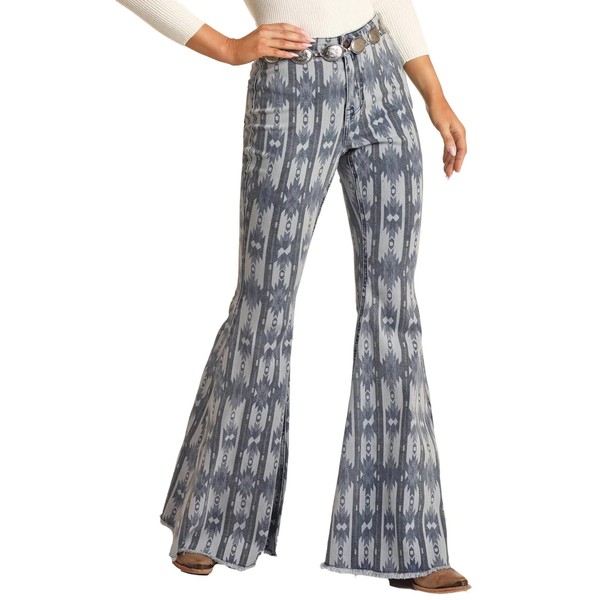 Rock and Roll Cowgirl Blue Aztec Button Bell in Medium
