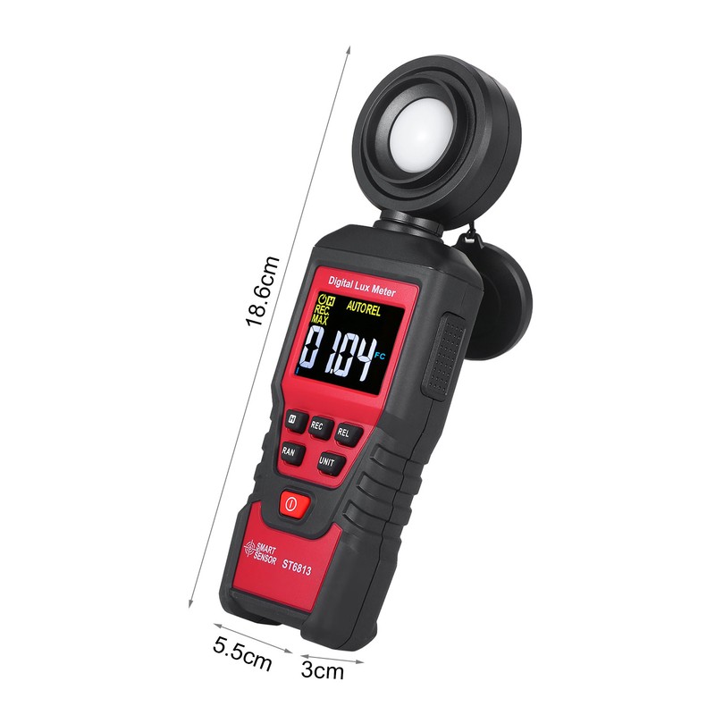 SMART SENSOR ST6813 Handheld Illuminometer LCD Color Screen Digital Illuminance