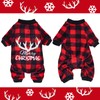 Dxhycc Pet Christmas Pajamas Red Black Plaid Dog Pajamas Pet