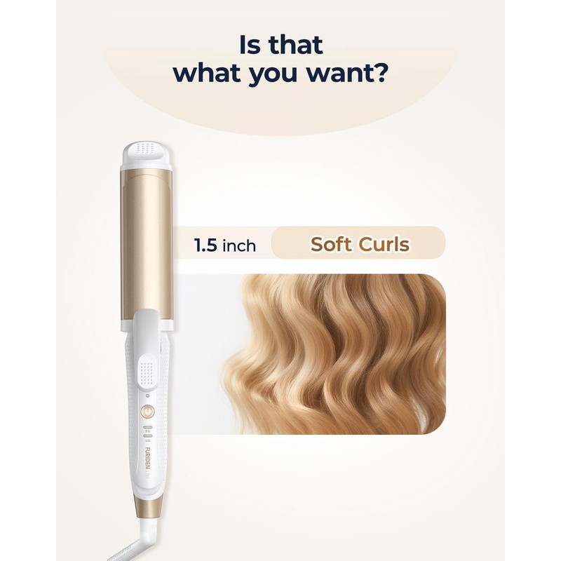 FURIDEN Lite Dual-Voltage Curling Iron: 110V-240V 1 1/2 Inch Ceramic