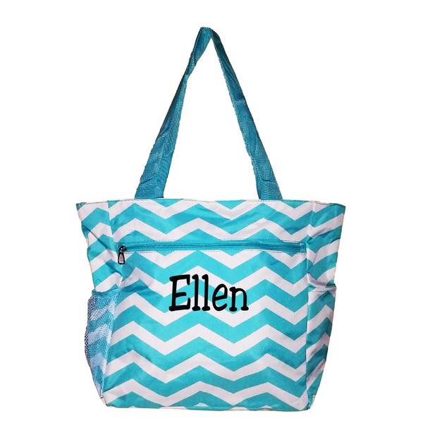 Large Multi - Pocket Fashion Zipper Top Beach Bag Tote