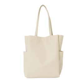 Berry TAGPE 621-6961 Beautiful Storage Tote Bag, Multi-Storage, A4, Women's, Multi Pockets, Multifunctional, Good Storage, Vertical Type, Faux Leather, Synthetic Leather, Simple, Commuting to Work or School (Ivory)