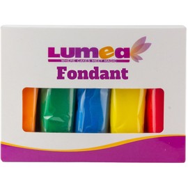 Dekozauber24 Fondant Icing Multipack, 5 Colours, 100g (3.5oz) rolling fondant per colour, for decorating cakes and cupcakes in Orange, Dark Green, Dark Blue, Yellow and Red (Essentials)