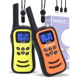 QUOLIX Walkie Talkies for Kids Rechargeable, Kids Walkie Talkie with Flashlight VOX Function, Great for Camping, Hiking, Outdoor Play, for Boys and Girls Ages 3 12. (2 Pack)