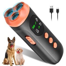 Lamido 4 in 1 Dog Bark Deterrent Devices with Functions Display Panel, 2500 mAh Type-C Rechargeable Anti Barking Device for Dogs, Ultrasonic Dog Training Device up to 35 Ft Effective Control Range