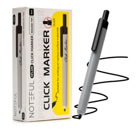 NOTEFUL Retractable Permanent Markers, Fine Tip Marker Set, Office Supplies, Teacher Supplies, Black, 12 Count