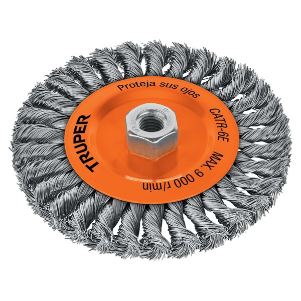 Truper CATR-6E, Carda para esmeriladora angular, circulares, alambre trenzado, calibre