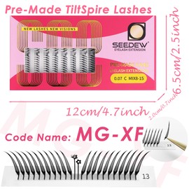 SEEDEW Pre-Made TiltSpire Lashes, MGXF-264PCS C Curl MIX8-15mm 0.07mm 12 Rows/Tray, Quickly Apply, Beginner Friendly, Comic Eyelash Extensions for Lash Artist Salon(Black-0.07-C-MIX8-15) MGXF