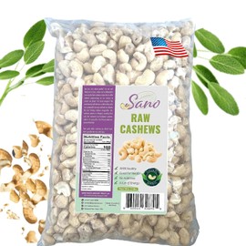 SANO West African Premium Raw Cashew Nuts 32oz (2lb) 100% Natural Unsalted Raw Unroasted Cashews | Non-GMO Organic Cashew Nuts | Whole Cashews Unsalted for Snacking, Cooking & Vegan Recipes