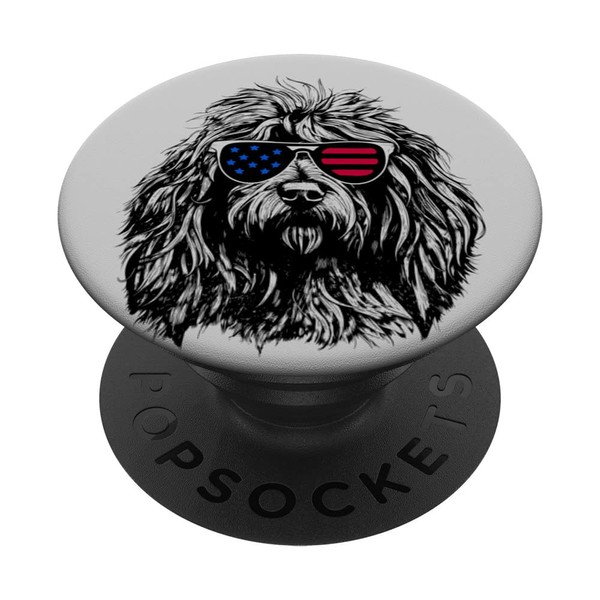 Komondor Dog 4. Juli Amerika USA Flagge PopSockets mit austauschbarem