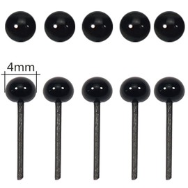 TOAOB 150pcs Black Glass Eyes 4mm Beans Needle Doll Eyeballs Craft Eyes