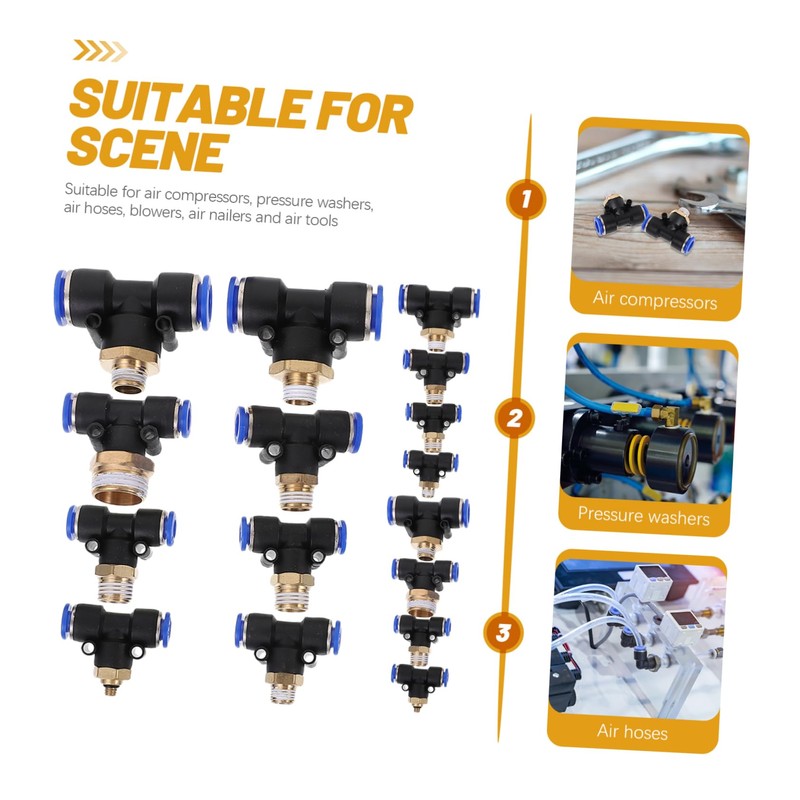 KICHOUSE Plastic Connectors 16pcs Set Air Fittings Kit for Compressor