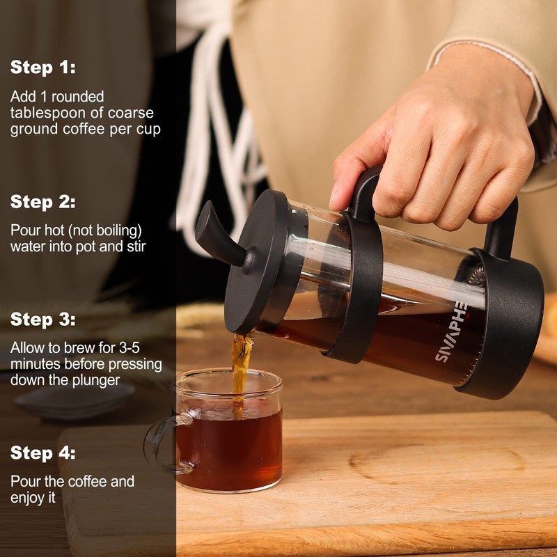 Sivaphe Small French Press 12oz Light-weight Durable High Borosilicate Carafe/Tea