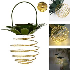 60 LED Solar Powered Pineapple Chandeliers Warm Light, LED Iron and Copper Wire Lights, Outdoor Courtyard Decoration Lights, Landscape Street Lights.