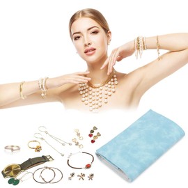 Jewellery Organiser Roll,Lightweight Travel Leather Suede Make Up Bag,Portable Jewellery Storage Box Case for Multiple Necklace Earrings Rings Bracelet for Christmas Wedding Birthday Girls Gift Blue