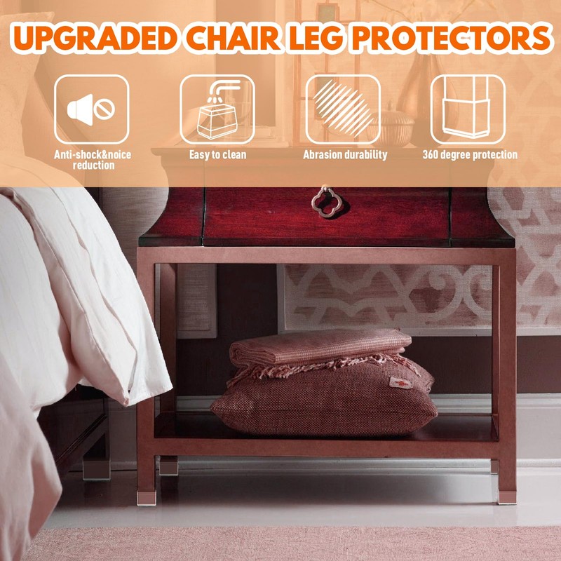 Rectangle Chair Leg Protectors for Hardwood Floors,16 PCS Silicone Covers